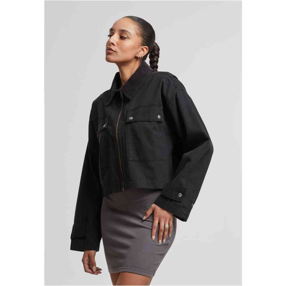 Urban Classics - Workwear Cropped Cotton Jacket - Zwart